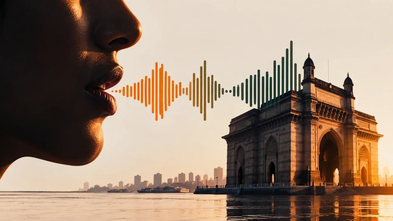 Onda de voz digital conecta tecnologia de IA a um marco arquitetônico da Índia.
