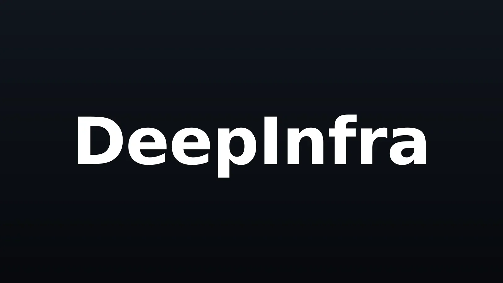 Marca DeepInfra em branco sobre fundo escuro com gradiente suave, composição centralizada e minimalista