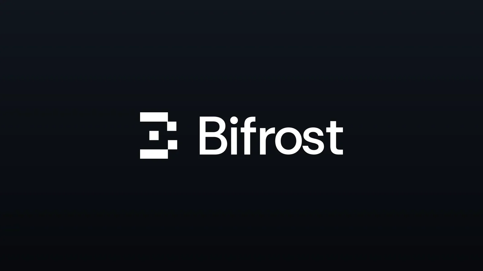 Marca branca do Bifrost centralizada em fundo escuro com gradiente sutil