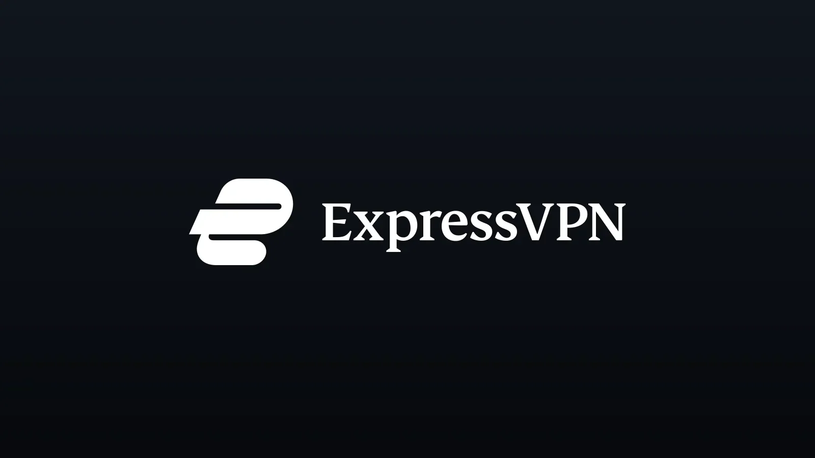 Marca ExpressVPN em branco centralizada sobre fundo escuro com gradiente vertical