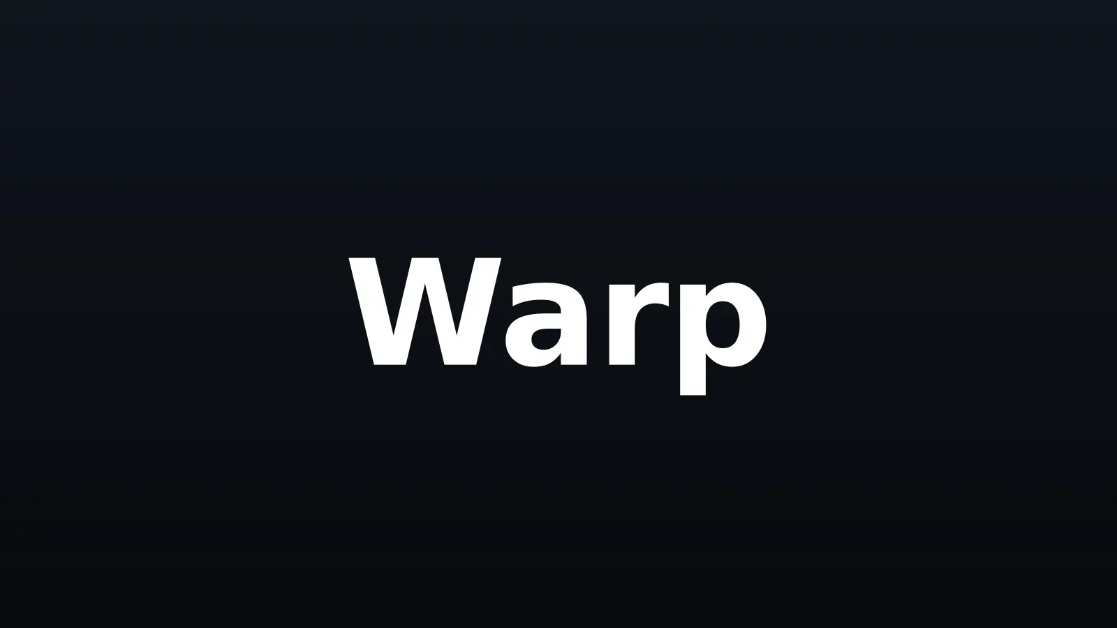 Wordmark Warp em branco sobre fundo escuro gradiente