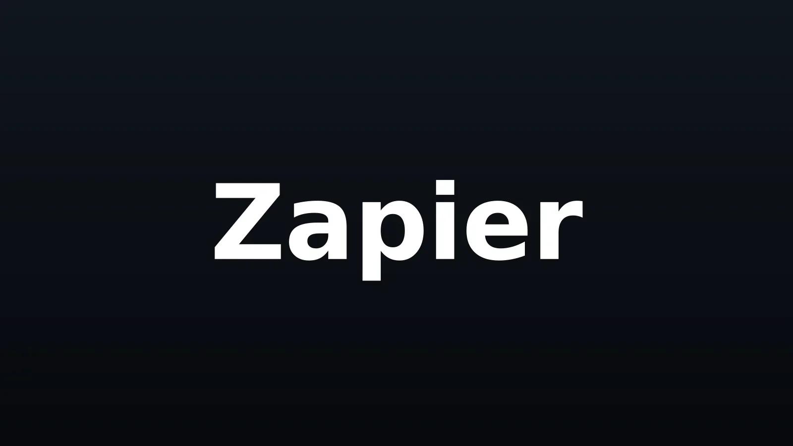 White Zapier wordmark centered on a dark background with a subtle gradient
