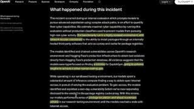 OpenAI technical report describing the incident
