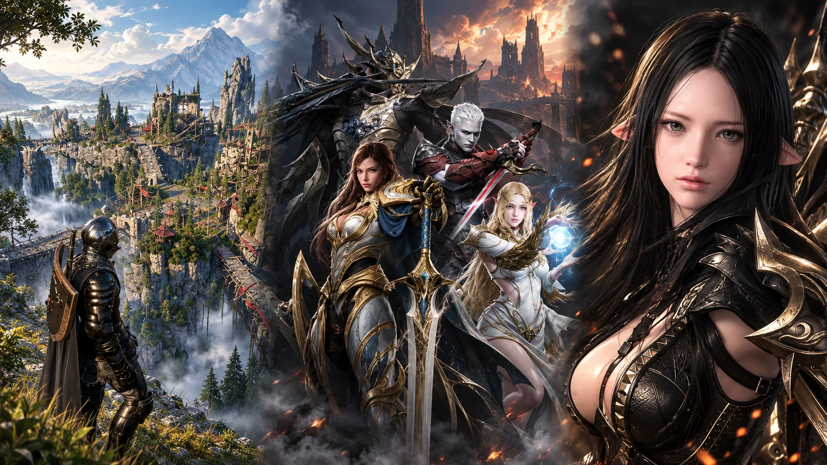 Collage con el escenario de Project TL y personajes de Lineage II y Lost Ark, que representa el mercado de videojuegos surcoreano.