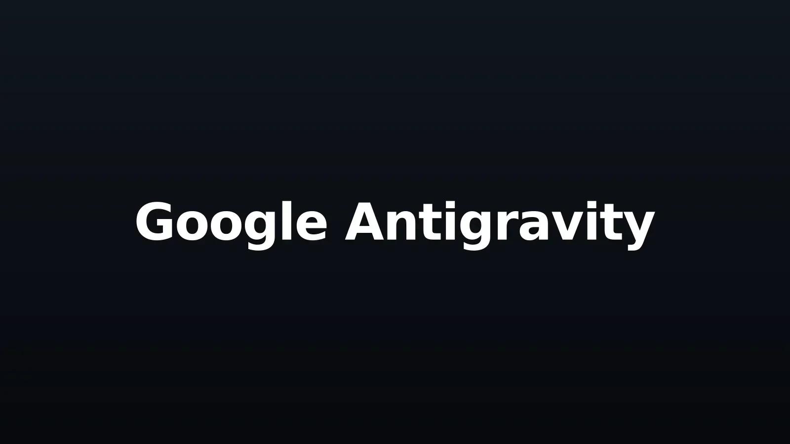 Wordmark Google Antigravity em branco sobre fundo escuro gradiente