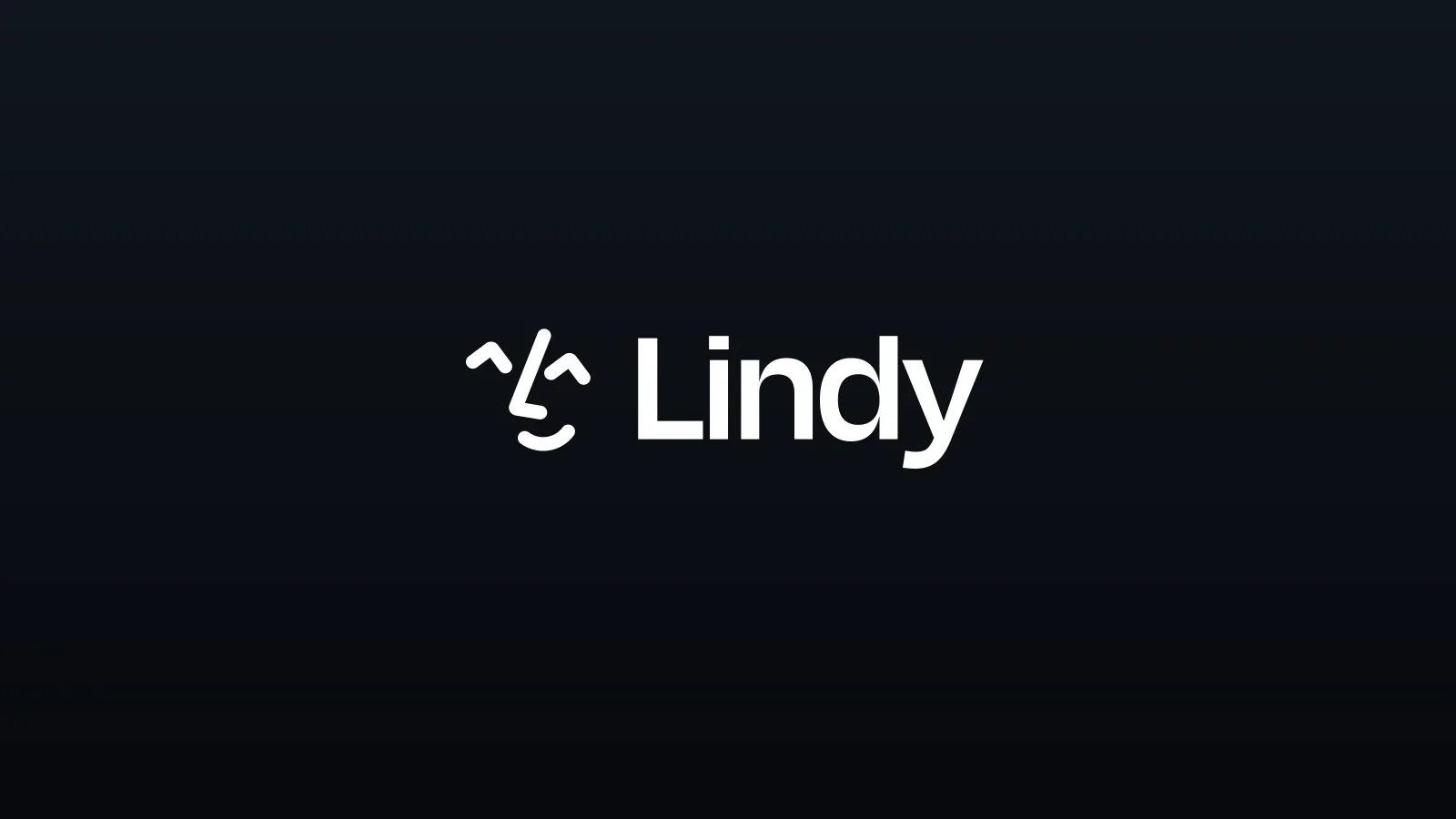 Marca do Lindy em branco sobre fundo escuro gradiente