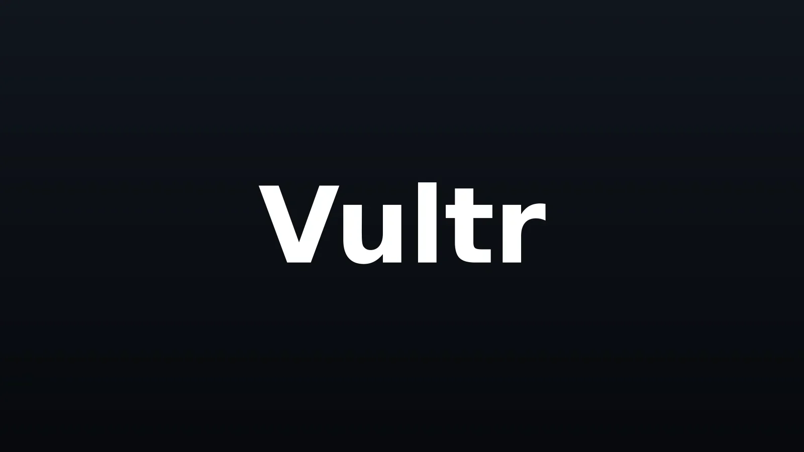 Vultr wordmark in white centered on a dark background with a vertical gradient