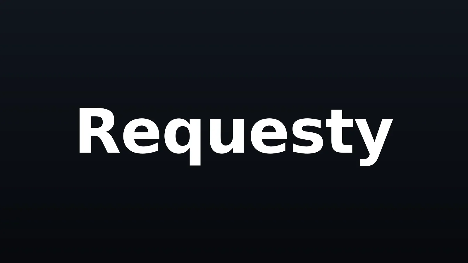 Wordmark Requesty em branco sobre fundo escuro gradiente
