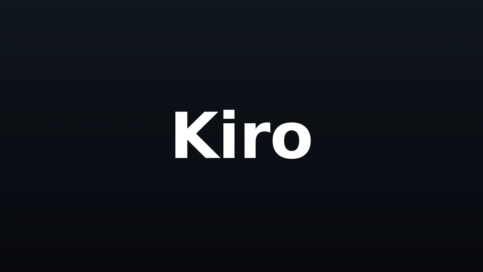 Wordmark Kiro em branco sobre fundo escuro gradiente