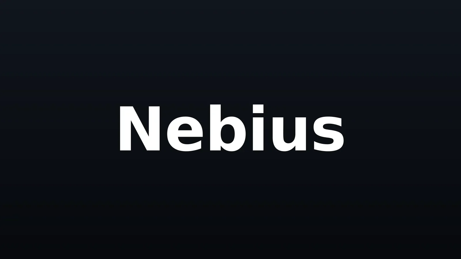 Wordmark Nebius em branco sobre fundo escuro com gradiente suave, composição centralizada e minimalista