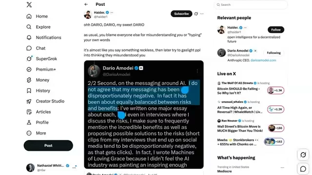 Reactions and debates on X about Dario's post