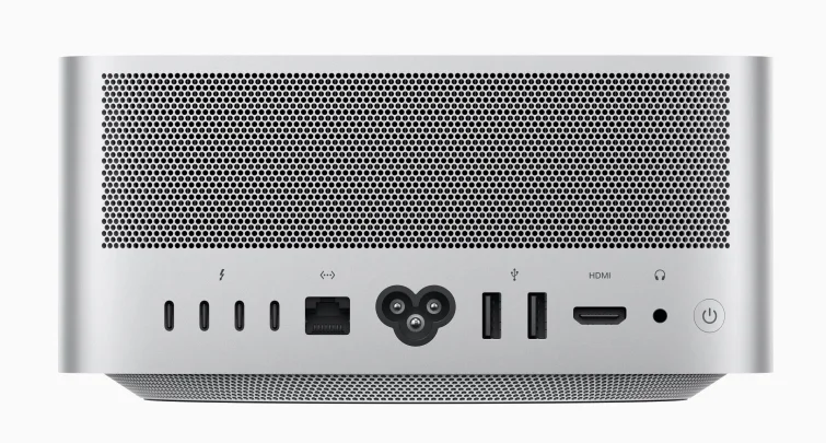 Mac Studio uses Thunderbolt 5 connectivity to support high-speed clustered AI workloads.