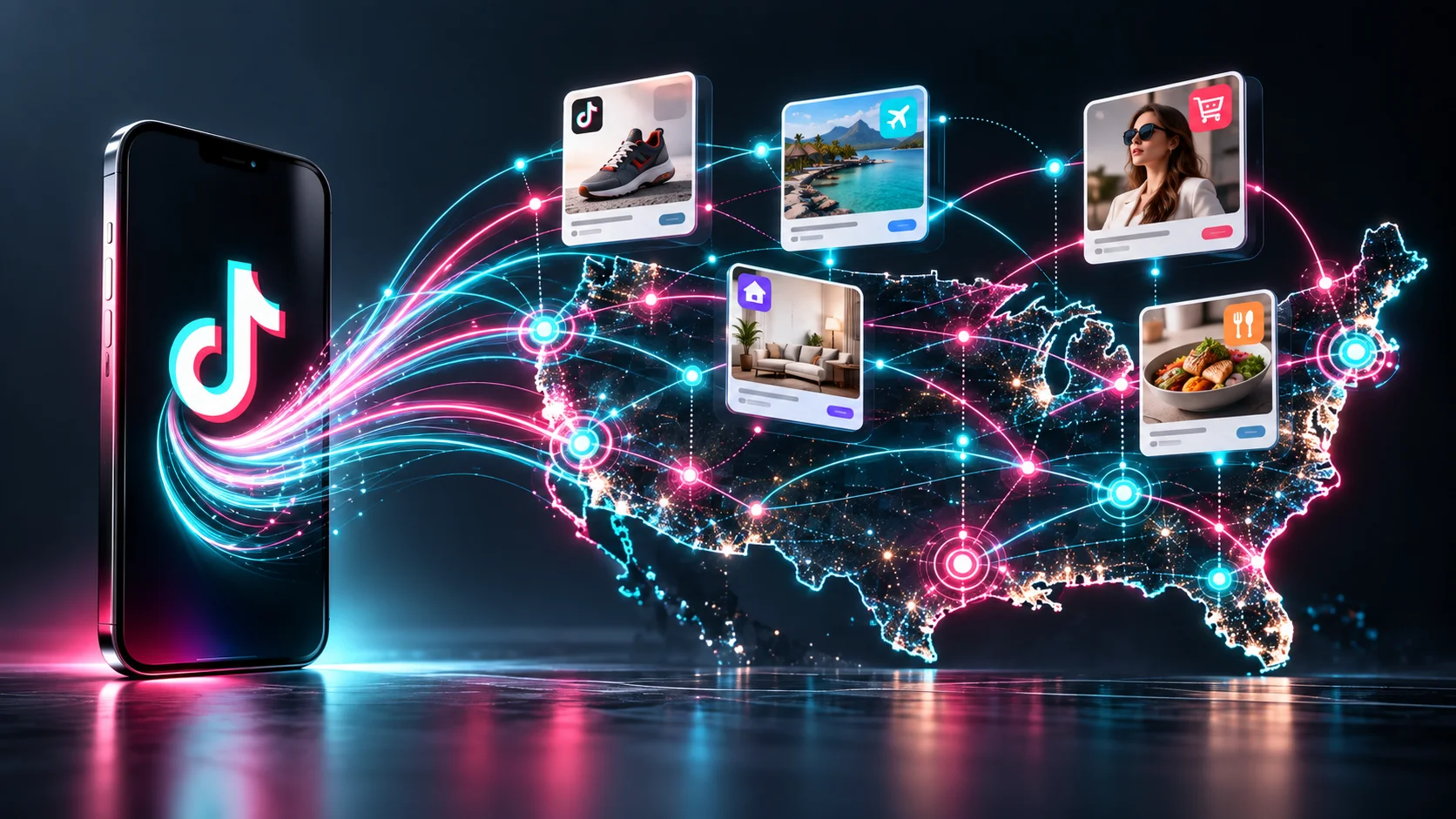 TikTok conectado a uma rede de aplicativos e anúncios distribuídos pelos EUA.