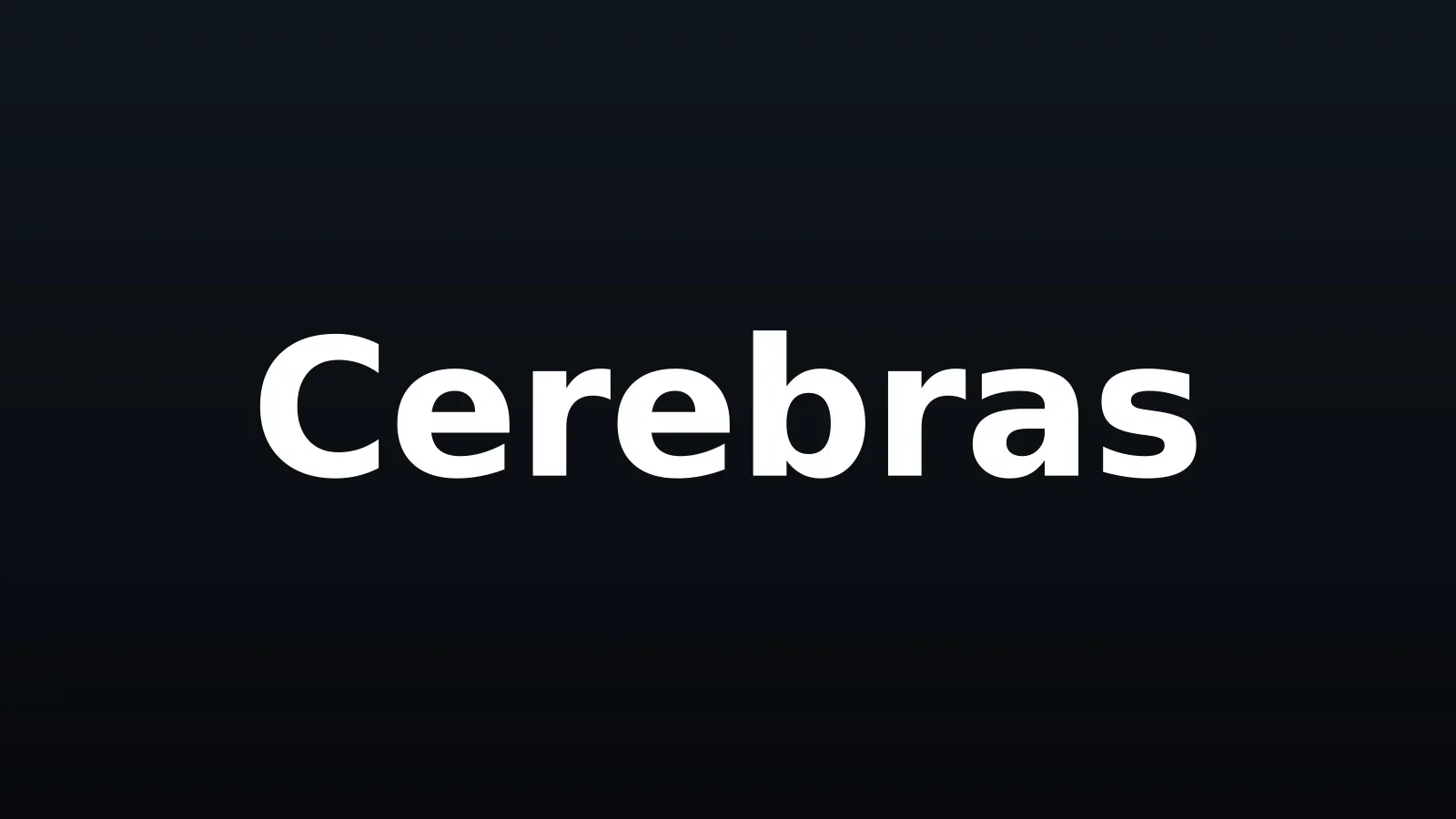 Marca Cerebras em branco sobre fundo escuro com gradiente suave, composição centralizada e minimalista