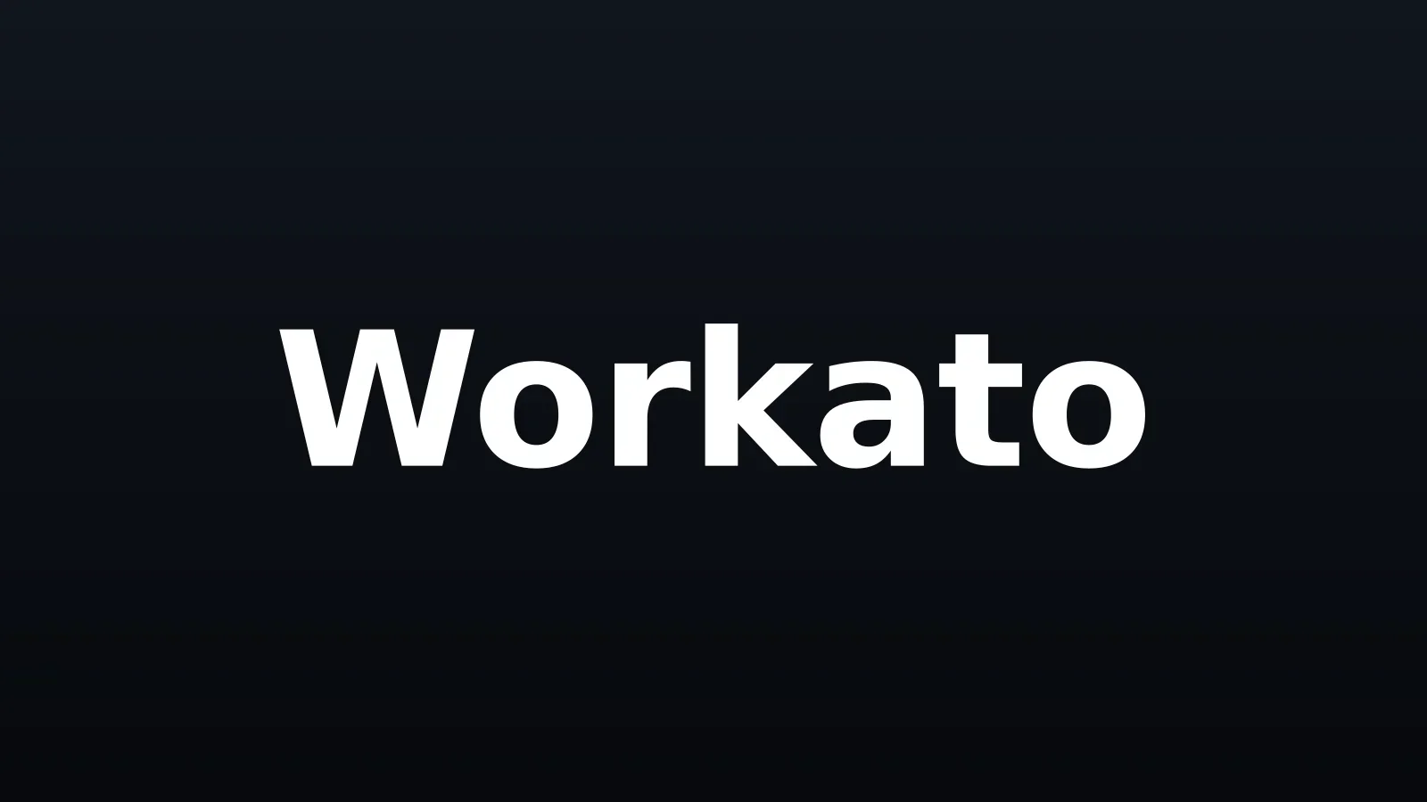 Wordmark da Workato em branco, centralizado sobre fundo escuro com gradiente sutil