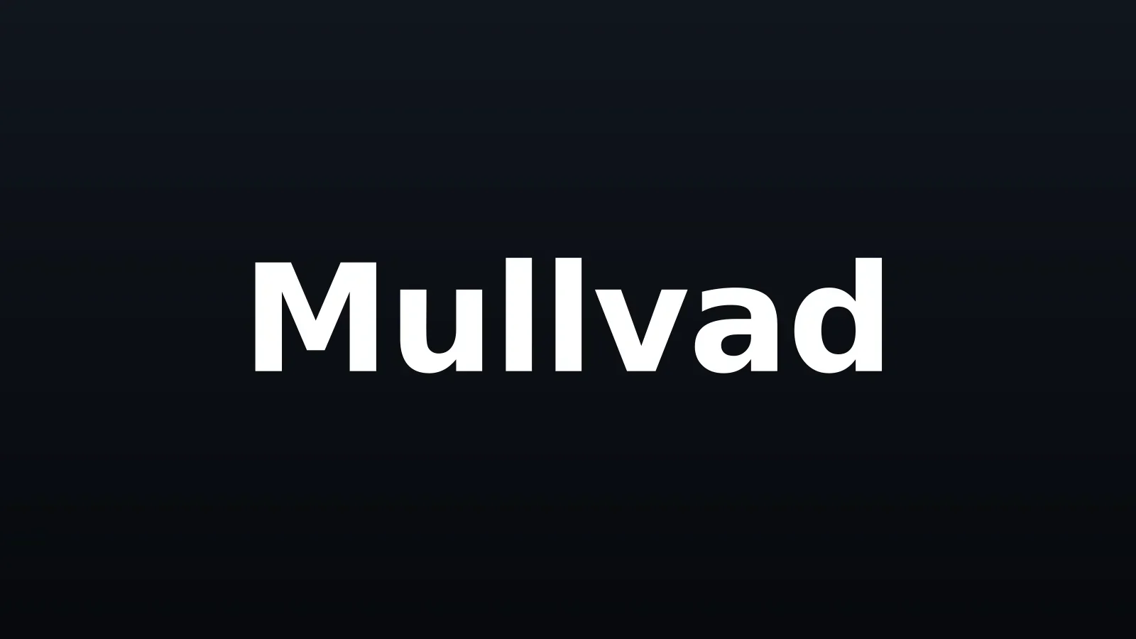Nome Mullvad em branco centralizado sobre fundo escuro com gradiente vertical