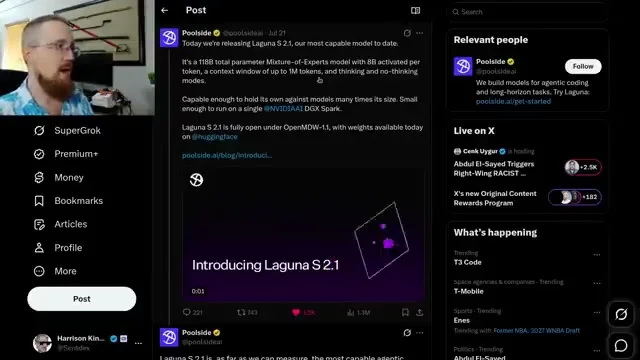 Poolside's Laguna S 2.1 model announcement on X