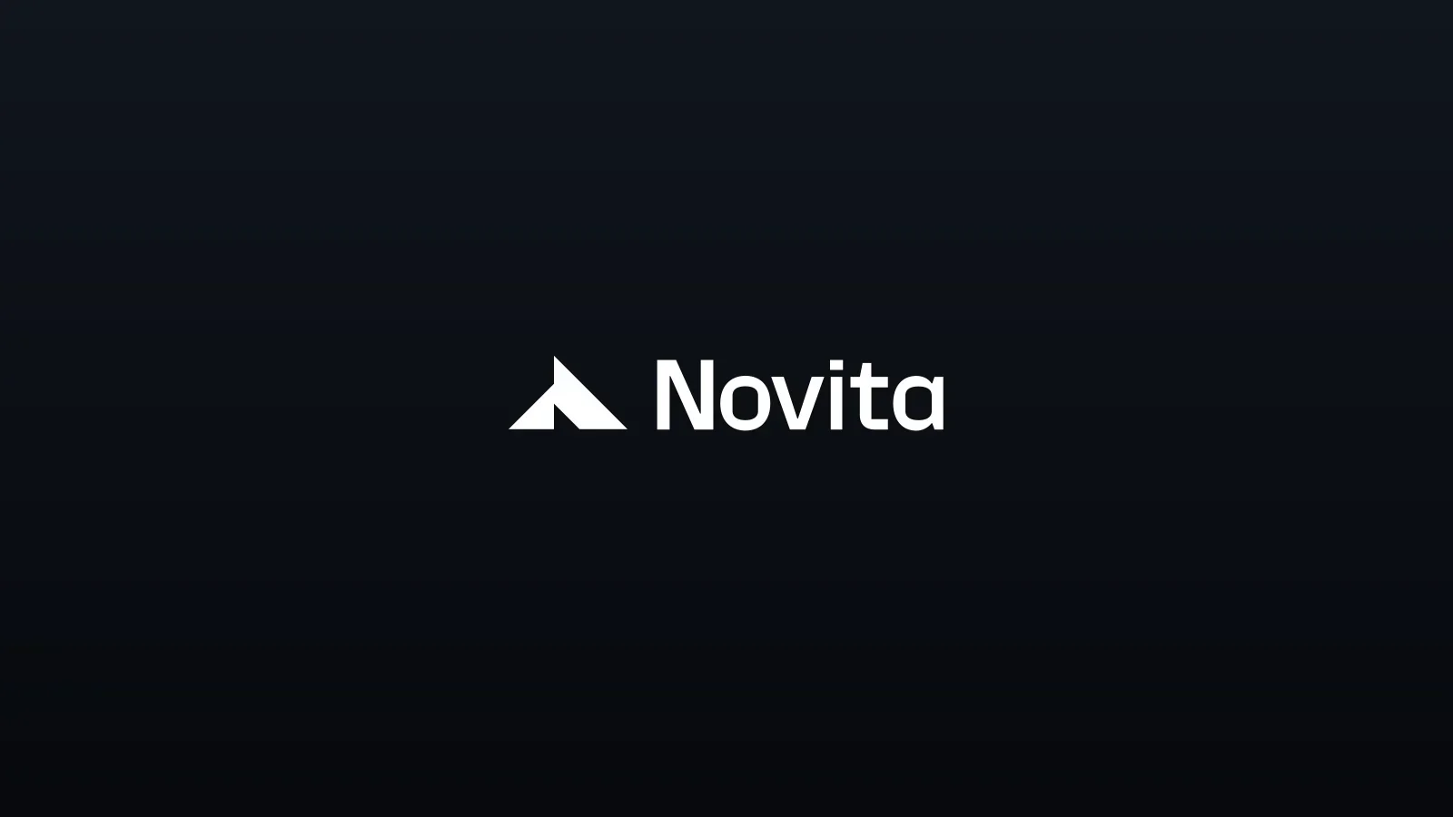 Marca Novita AI em branco sobre fundo escuro com gradiente suave, composição centralizada e minimalista