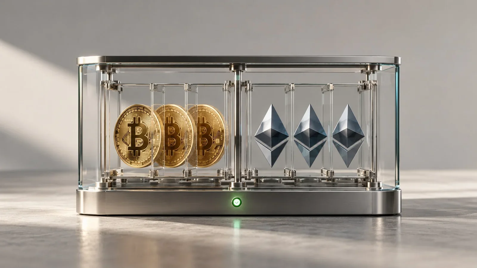 Representation of Bitcoin and Ether tripled in a regulated ETF structure.