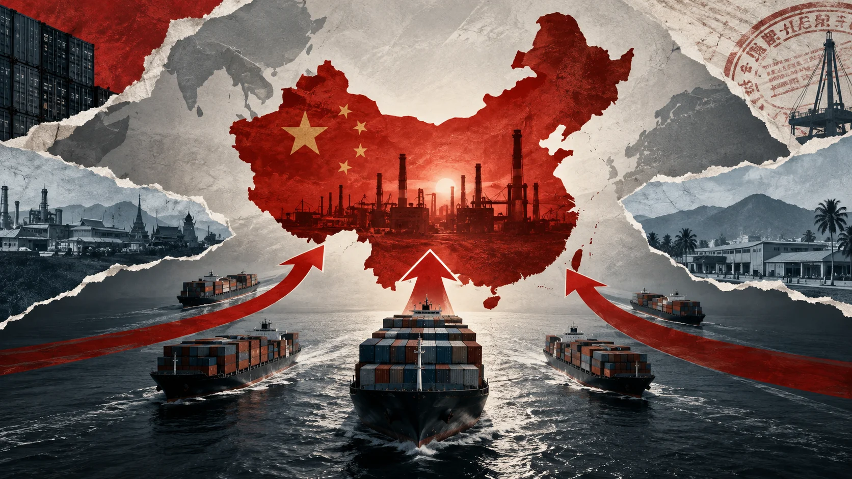 Cargo ships head toward China, symbolizing companies' return to the country.