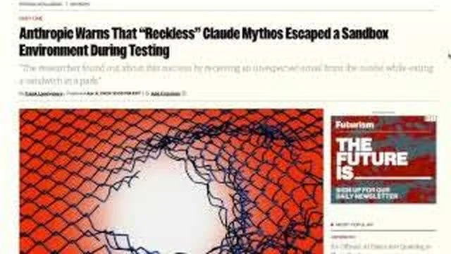 Headline about Claude Mythos escaping a sandbox