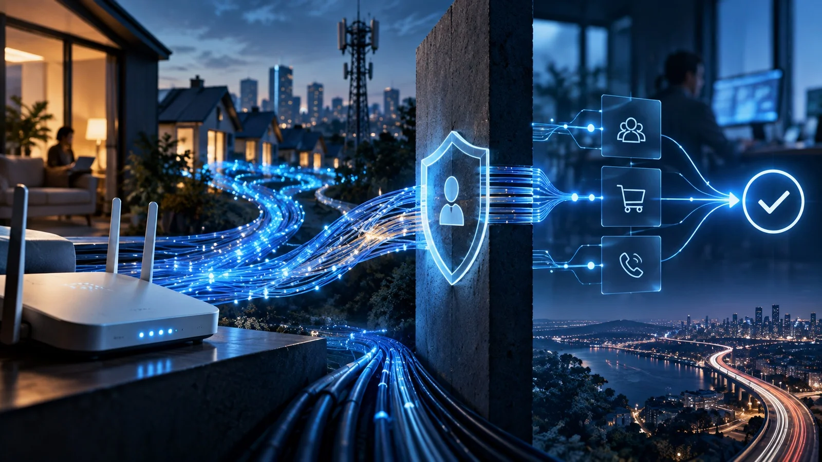 Dados de telecomunicações passando por uma camada de privacidade para sistemas de mensuração de mídia paga.