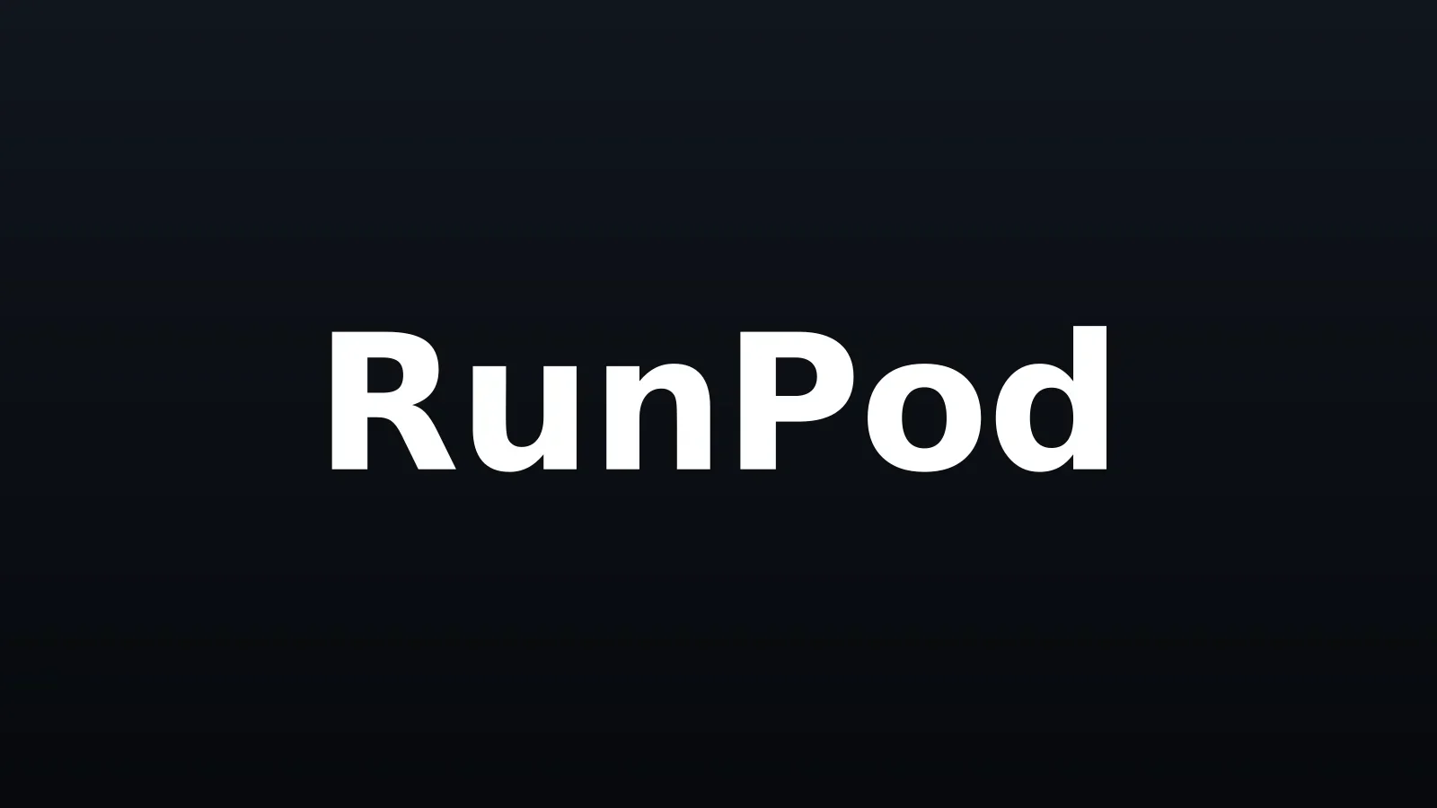 Marca RunPod em branco sobre fundo escuro com gradiente suave, composição centralizada e minimalista
