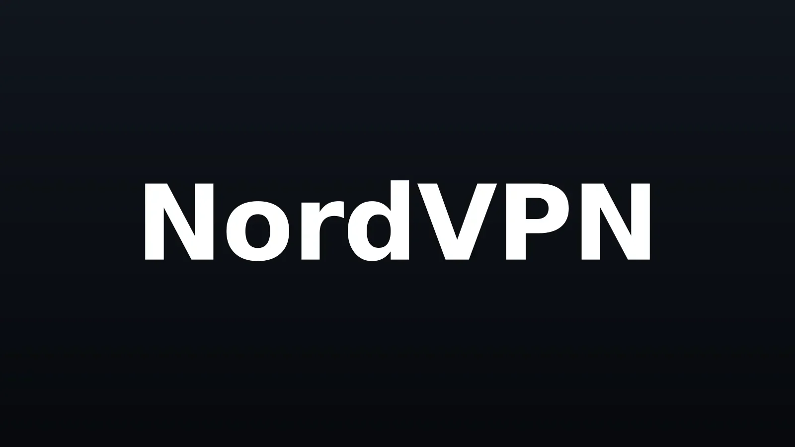Nombre NordVPN en blanco centrado sobre fondo oscuro con degradado vertical