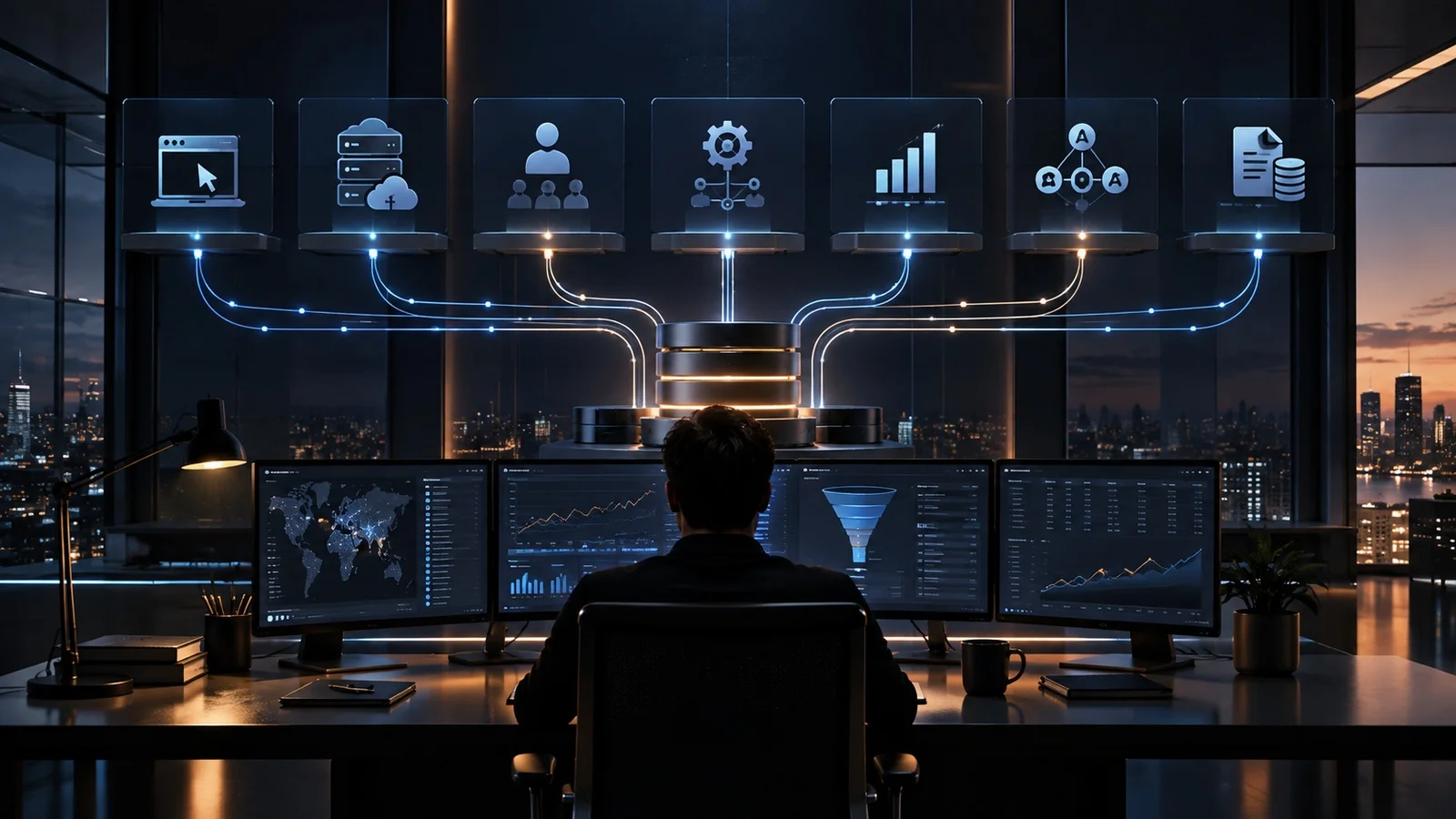 Infraestructura de medición de medios pagados que enruta datos de sitios y sistemas de negocio a través de una capa de datos controlada.
