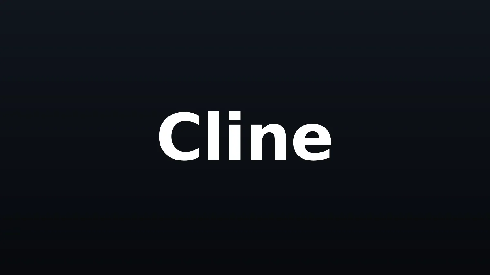 Wordmark Cline em branco sobre fundo escuro gradiente