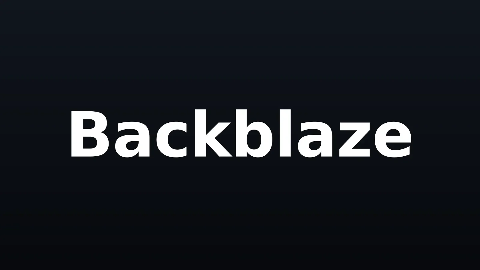 Backblaze wordmark in white centered on a dark background with a vertical gradient