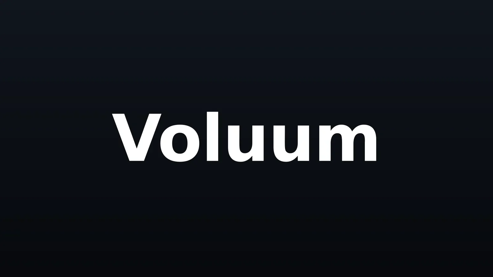 Nome Voluum em branco centralizado sobre fundo escuro com gradiente vertical