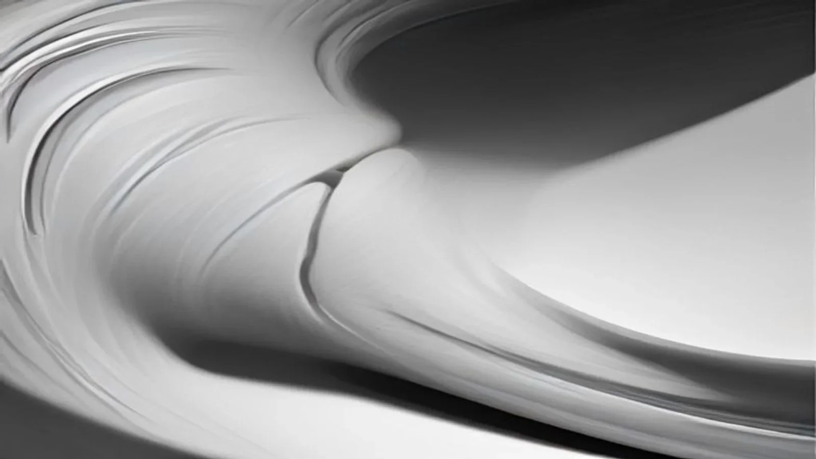 Formas fluidas e orgânicas em preto e branco, lembrando um rosto em perfil com traços finos e elegantes