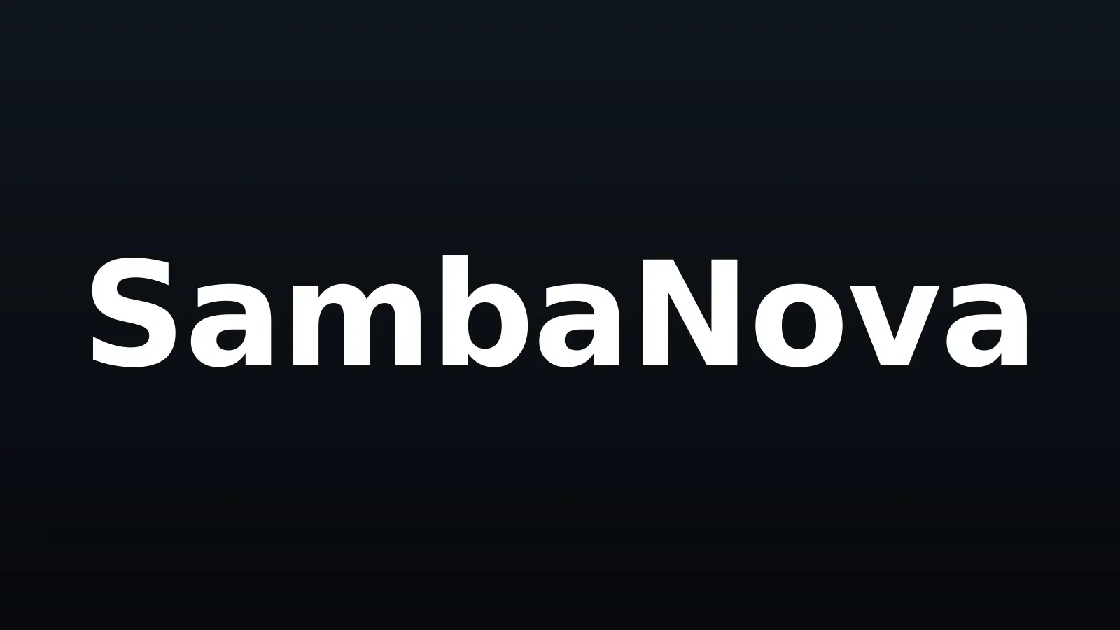 Wordmark SambaNova em branco sobre fundo escuro com gradiente suave, composição centralizada e minimalista