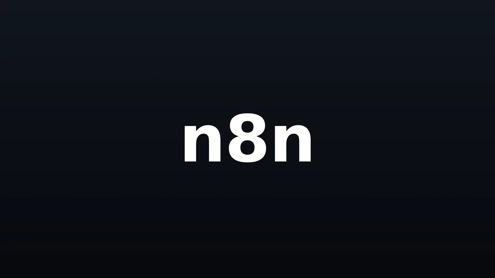 White n8n wordmark centered on a dark background with a subtle gradient