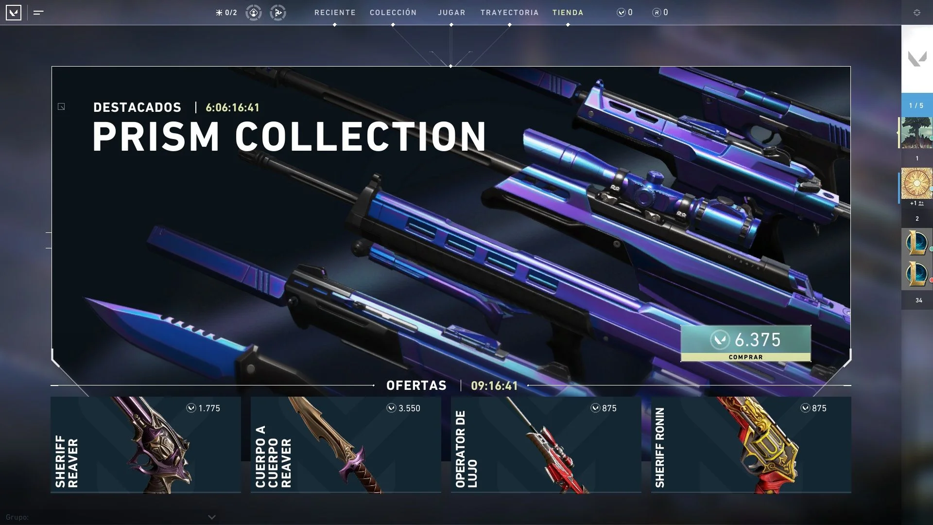 Valorant store with skins priced in VALORANT Points. Credit: Riot Games.