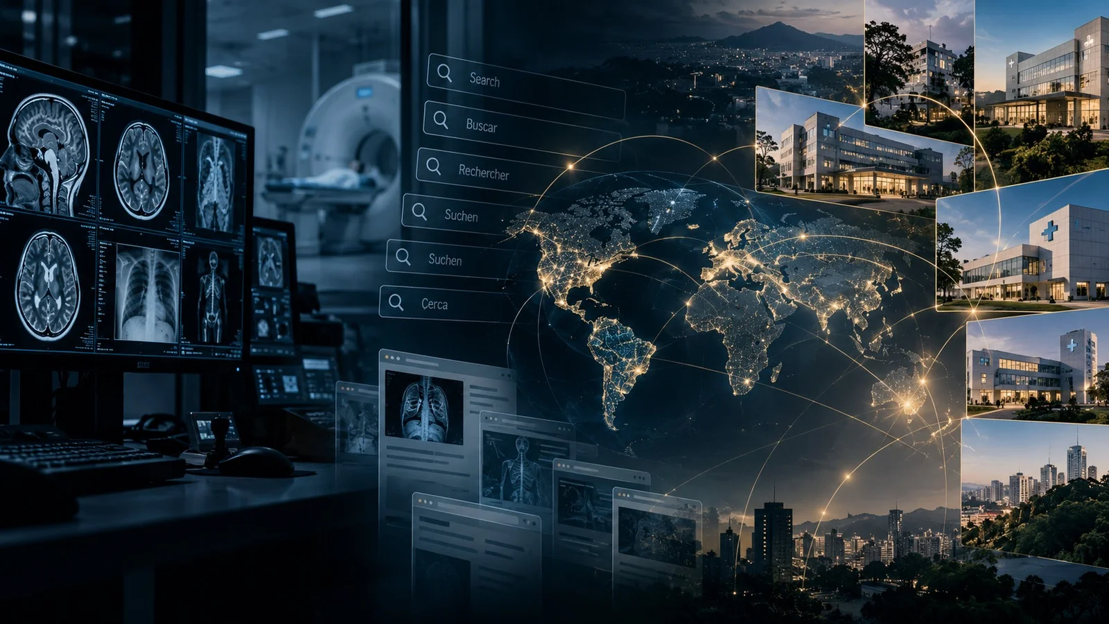 Medical-imaging search demand connecting free tools and localized pages to healthcare organizations across global markets.