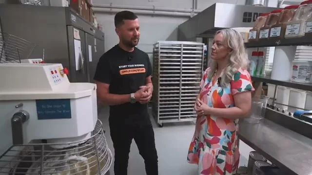 Lancaster Cupcakes industrial kitchen with mixer and ovens