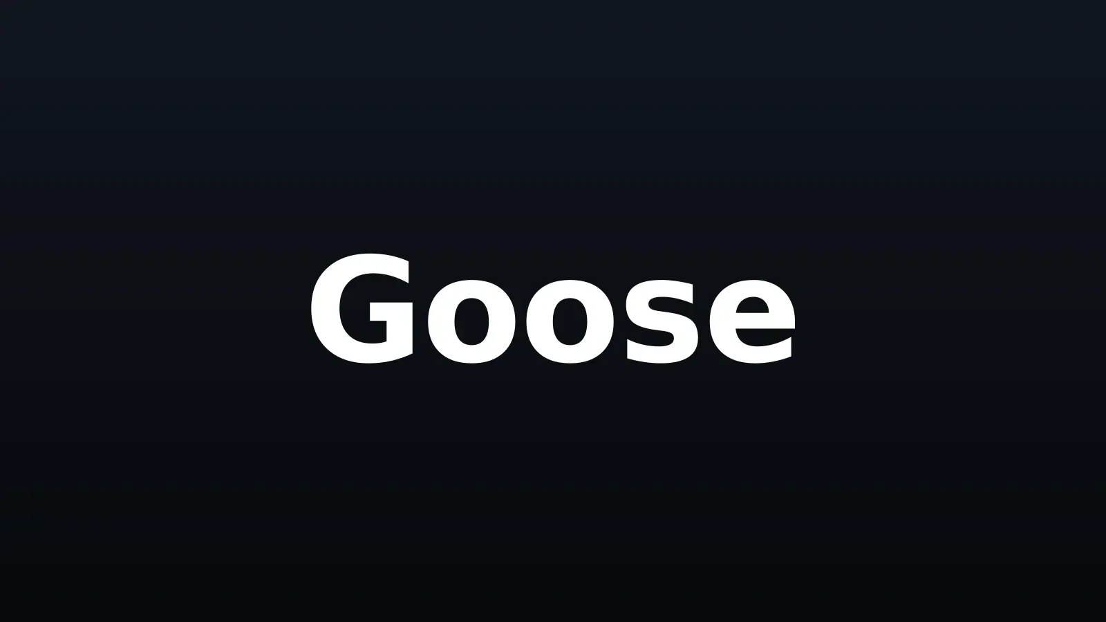 Wordmark Goose em branco sobre fundo escuro gradiente