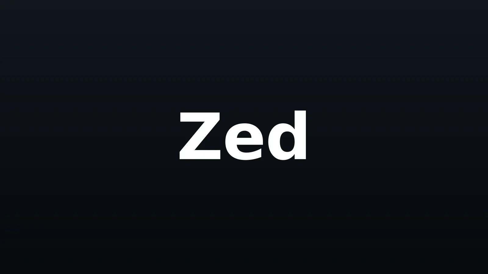 Wordmark Zed em branco sobre fundo escuro gradiente