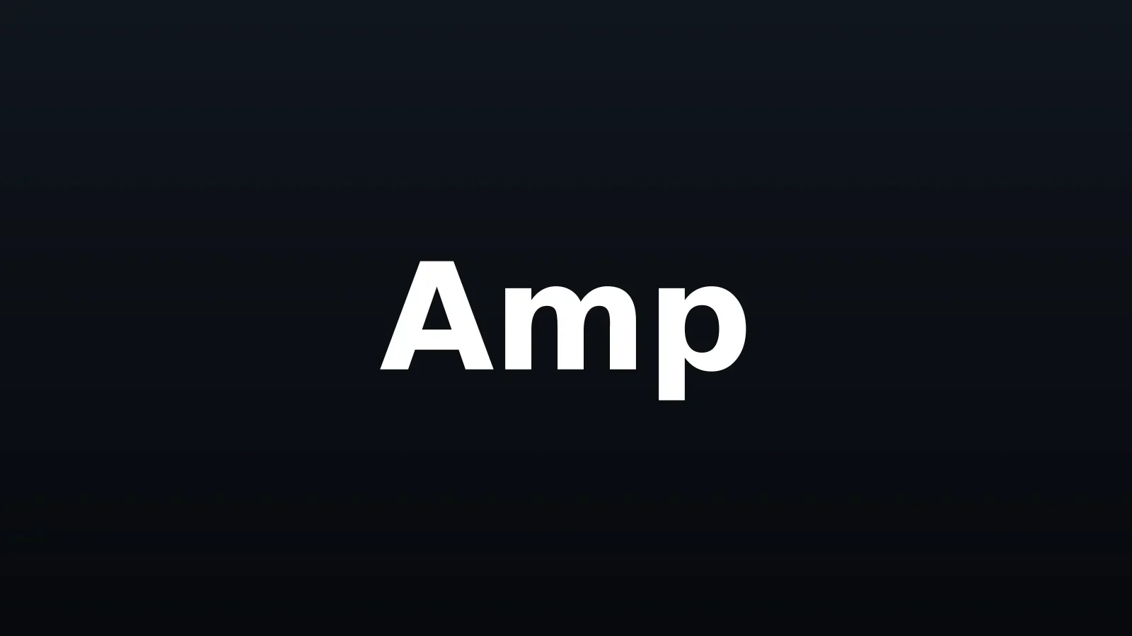 Wordmark Amp em branco sobre fundo escuro gradiente