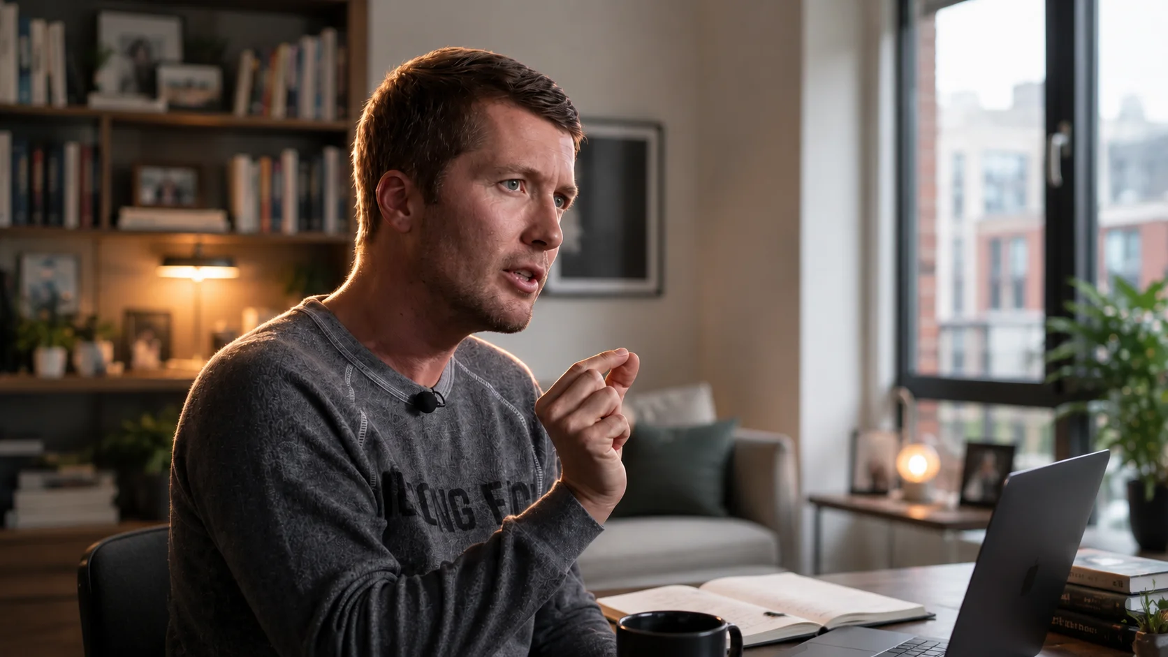 Clément Delangue in a contemporary work environment, during a conversation about Hugging Face and the artificial intelligence market.
