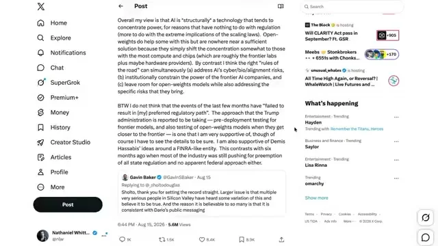 Dario Amodei's post on X responding to criticism