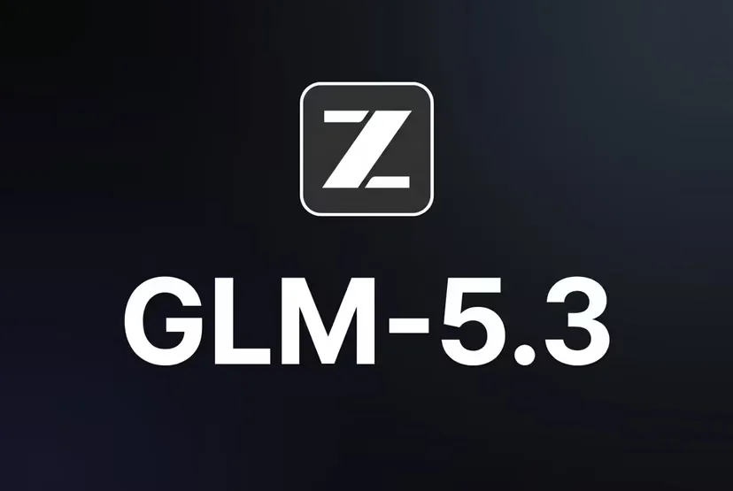 Z.ai logo above the name GLM-5.3 in white on a dark background.