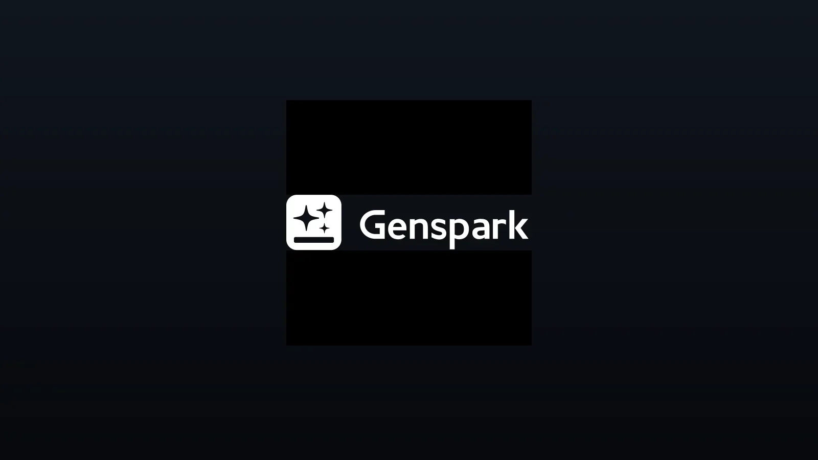 Marca de Genspark en blanco sobre fondo oscuro degradado