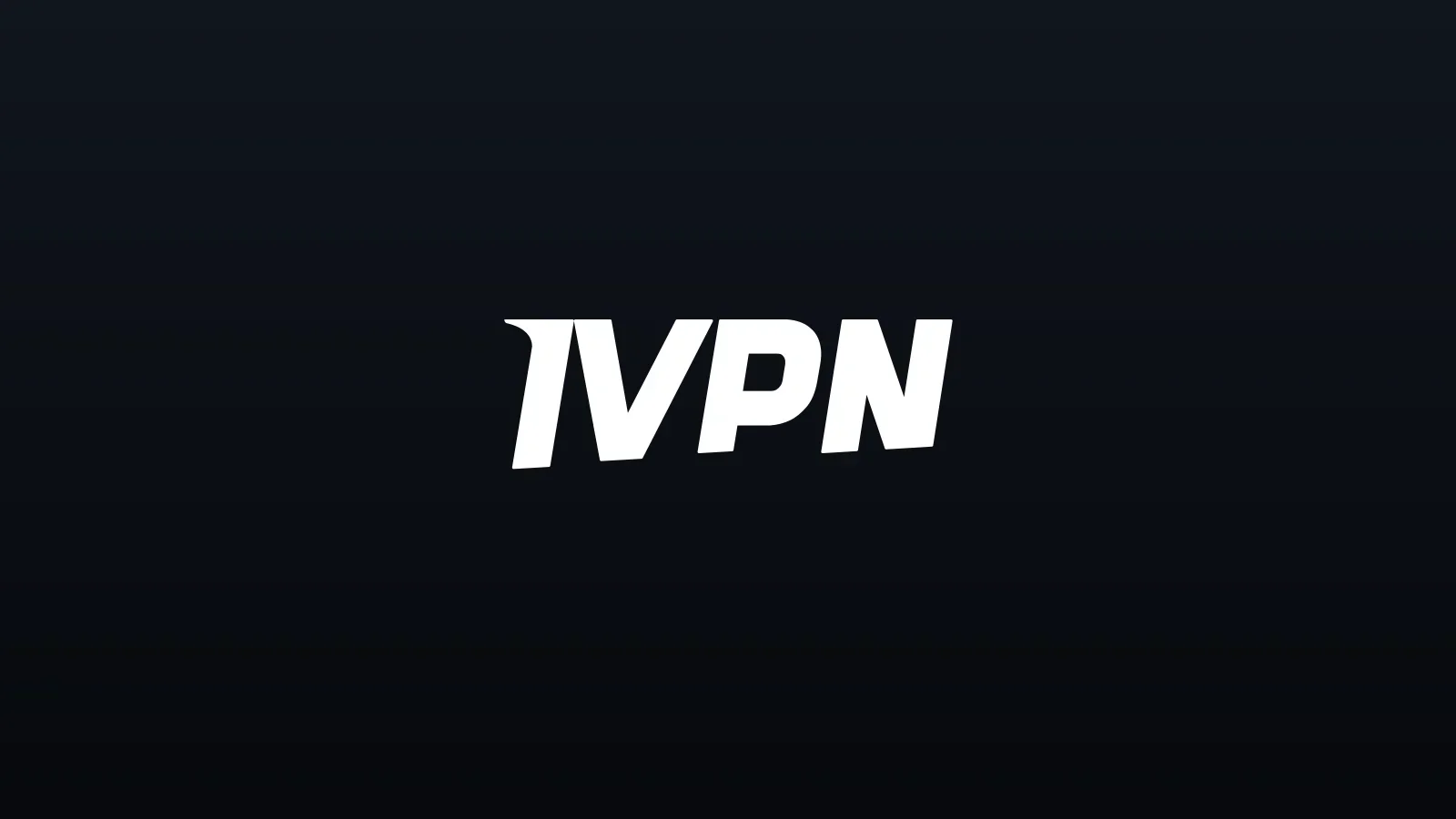 Marca IVPN em branco centralizada sobre fundo escuro com gradiente vertical
