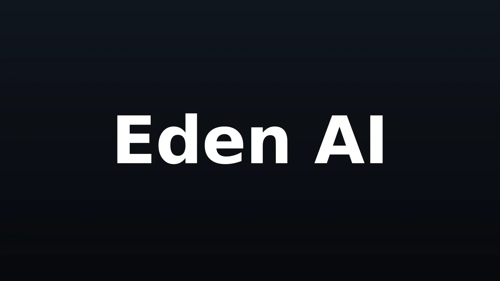 Wordmark Eden AI en blanco sobre fondo oscuro degradado